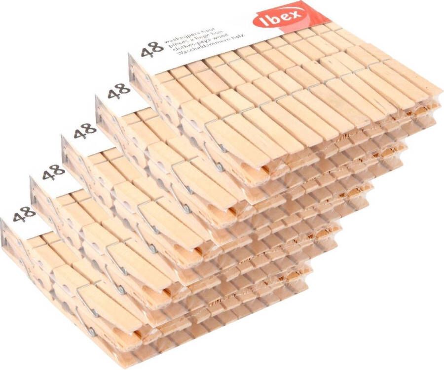 Ibex wasknijpers hout 5 pak van 48 stuks