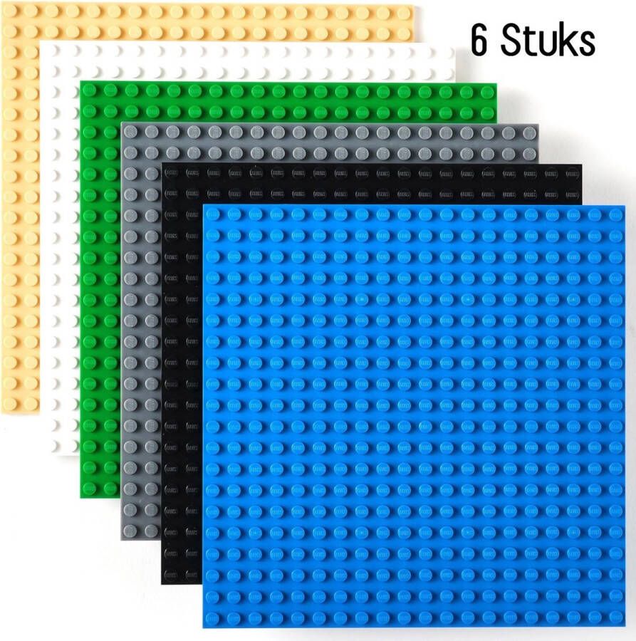 IBright Complete Set Bouwplaten 32x32 noppen geschikt voor LEGO 6 Stuks – Bouwplaat Grondplaat Voor Classic Bouwstenen Groen Blauw Grijs Licht bruin Wit Zwart