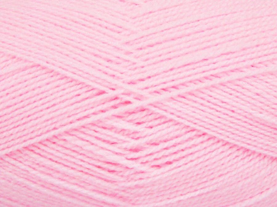 Ice yarns Breiwol acryl 100% baby roze – pakket 4 bollen garen 100 gram – pendikte 2-3 mm looplengte 450 meter per bol