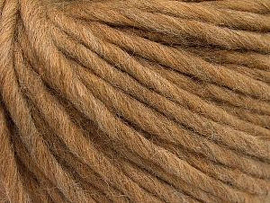 Ice yarns Super bulky garen breiwol kopen kleur licht camel 100% Australische dikke wol breien met breinaalden dikte 10 12 mm. knitting yarn pakket 4 bollen van 100gram