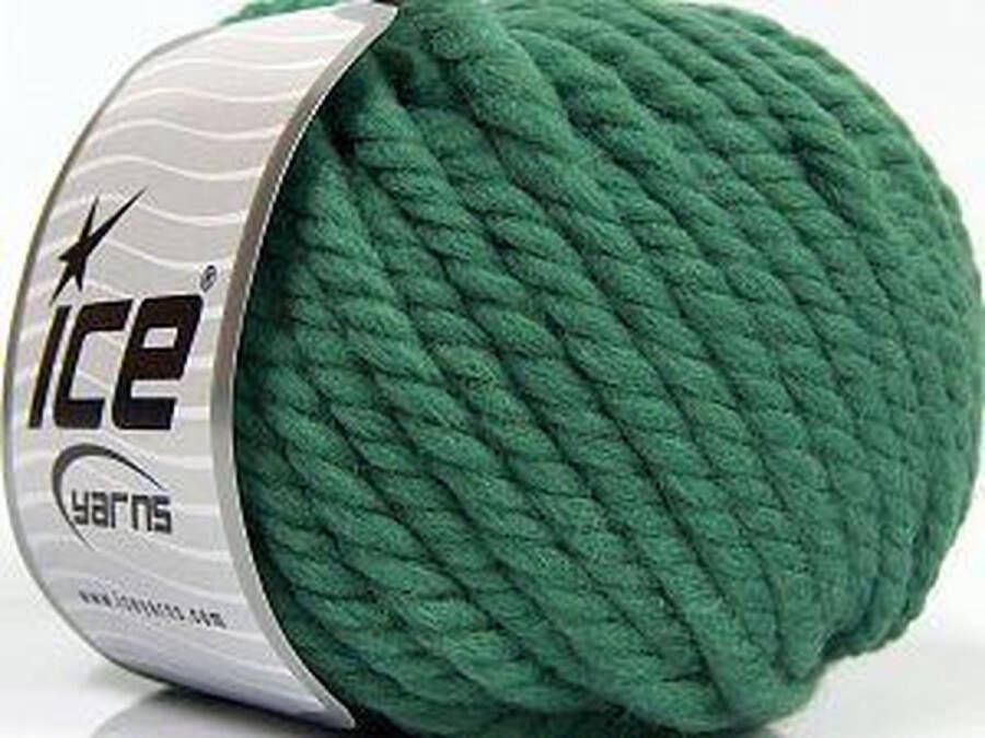 Ice yarns Wol breien met breinaalden – 12 mm. – dikke groene breiwol kopen pakket van 3 bollen garen 100 gram per bol 100% wol – breigaren van een fijne kwaliteit