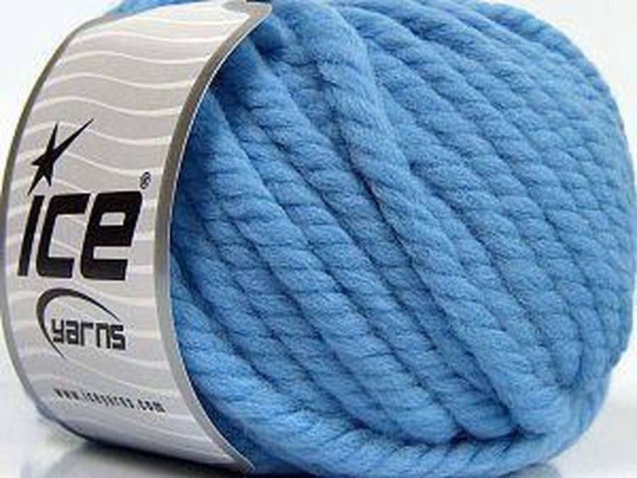 Ice yarns Wol breien met breinaalden – 12 mm. – dikke licht blauwe breiwol kopen pakket van 3 bollen garen 100 gram per bol 100% wol – breigaren van een fijne kwaliteit