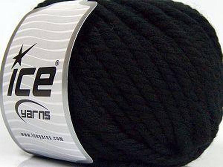 Ice yarns Wol breien met breinaalden – 12 mm. – dikke zwarte breiwol kopen pakket van 3 bollen garen 100 gram per bol 100% wol – breigaren van een fijne kwaliteit