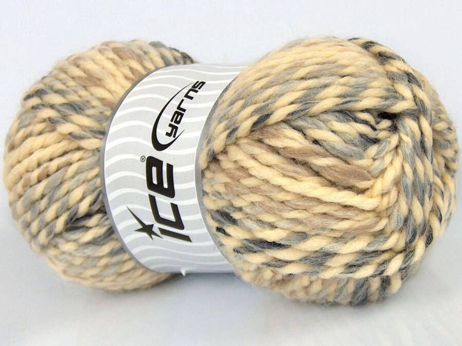 Ice yarns WOL-GAREN-CREAM GREY BLACK BEIGE 74775- -PER 2 STUKS-BREIEN EN HAKEN