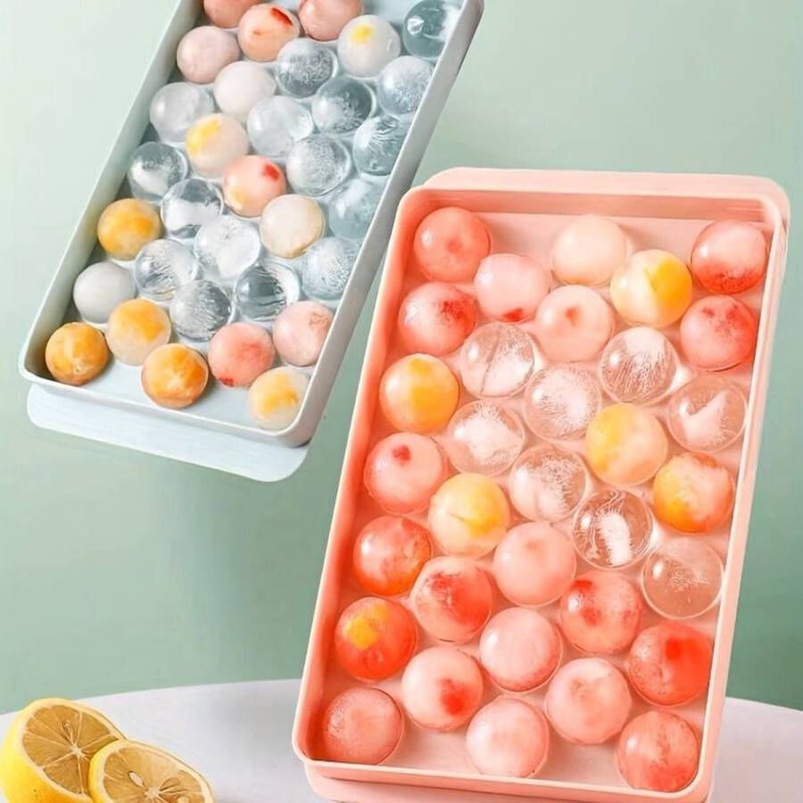 Icetrays luxe ijsblokjes vorm 2 pcs met deksel bpa vrij ijsvormpjes pink 33 ijsballetjes
