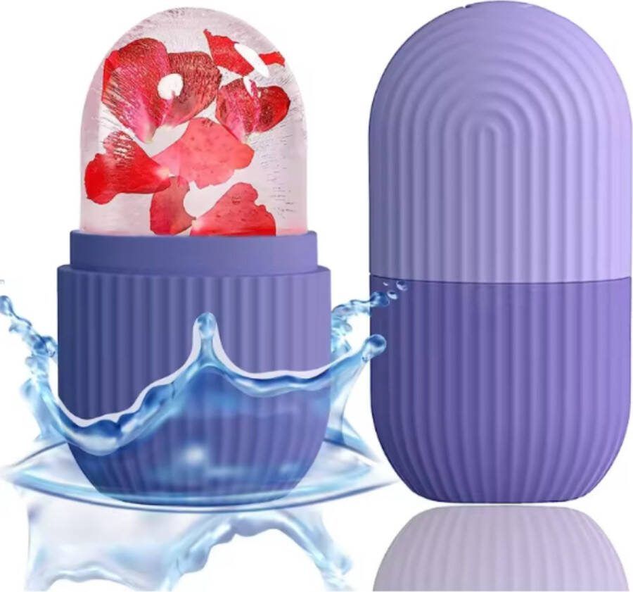 Icey Ice Roller voor Gezicht Dermaroller Gezichtsmassage Skincare Tool Paars