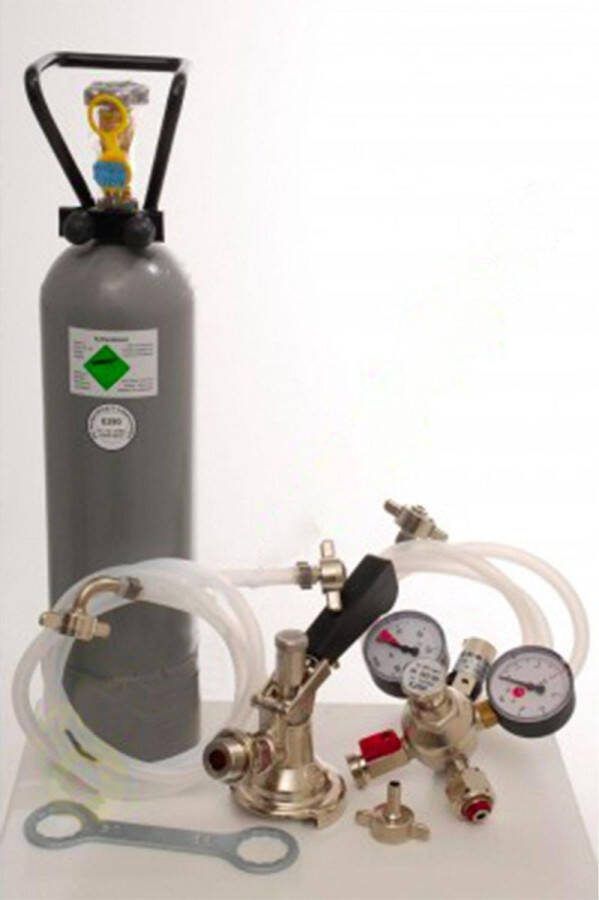 Ich-zapfe Accessoirepakket 2 met fustkoppeling type M 7mm! Bierslang en 2 0 kg co2 fles voor 1-kraans biertap