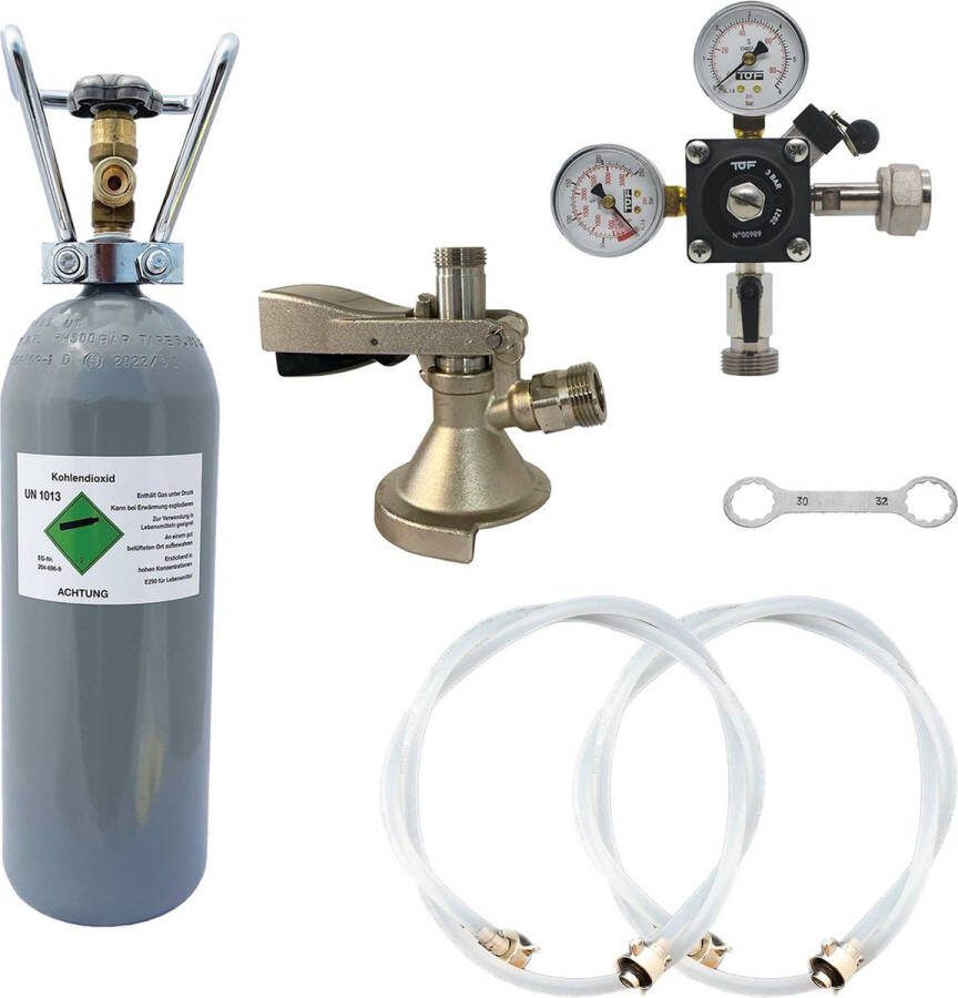 Ich-zapfe Accessoirepakket 2 met fustkoppeling type A 10mm! Bierslang 2 0 kg co2 fles voor 1-kraans biertap