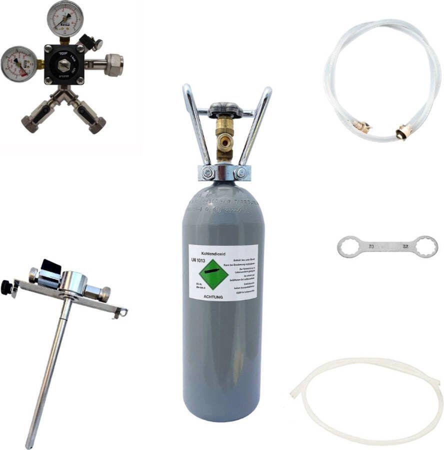 Ich-zapfe Accessoirepakket 4 met 2x 5L professionele adapter 7mm bierslang en 2 0 kg CO2 voor 2-kraans biertap