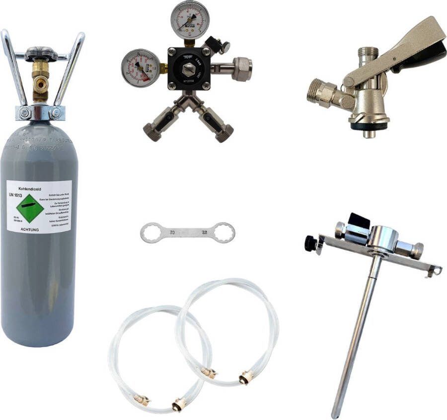 Ich-zapfe Accessoirepakket 4 met 2 0 kg CO2 voor 2 geleidende tapsystemen met 1 * Sankey S korf aansluiting en 1 * 5 L adapter