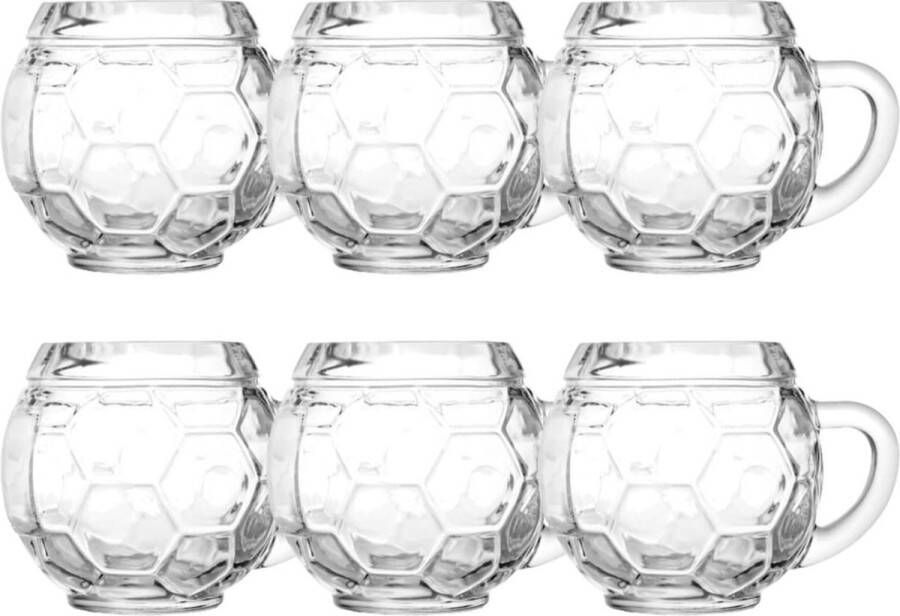 Ich-zapfe Bierglas Bierglazen Bierpullen Vorm van een voetbal 0 3 liter Set van 6 stuks