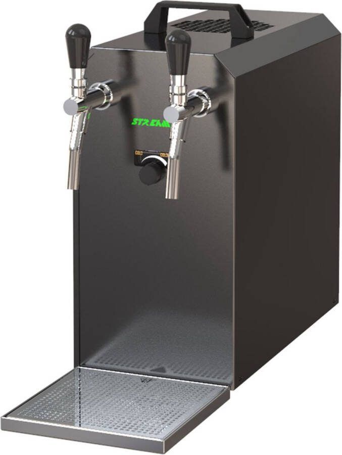 Ich-zapfe Biertap STREAM 50K Afgiftesysteem bier met luchtpomp Doorstroomkoeler 2-lijns droge koeler tot 55 liter uur BLACK EDITION