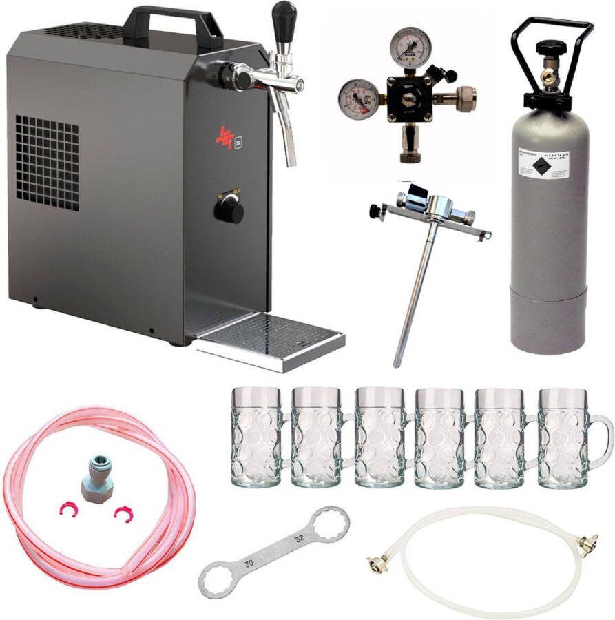 Ich-zapfe Complete Set Biertap JET 30 1-kraans droogkoeler 35 liter uur Thuistap Bierkoeler incl. bierglazen ISAR 0 3 liter 6 st. 5 Liter Adapter