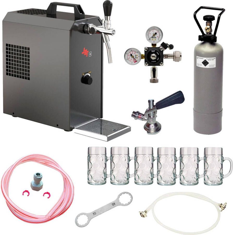 Ich-zapfe Complete Set Biertap JET 30 1-kraans droogkoeler 35 liter uur Thuistap Bierkoeler incl. bierglazen ISAR 0 3 liter 6 st tapkop Type M