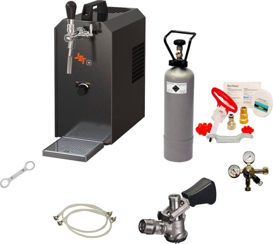 Ich-zapfe Complete Set Biertap JET 30 1-kraans droogkoeler 35 liter uur Thuistap Bierkoeler Schoonmaakset voor biertap en vat KeyKeg