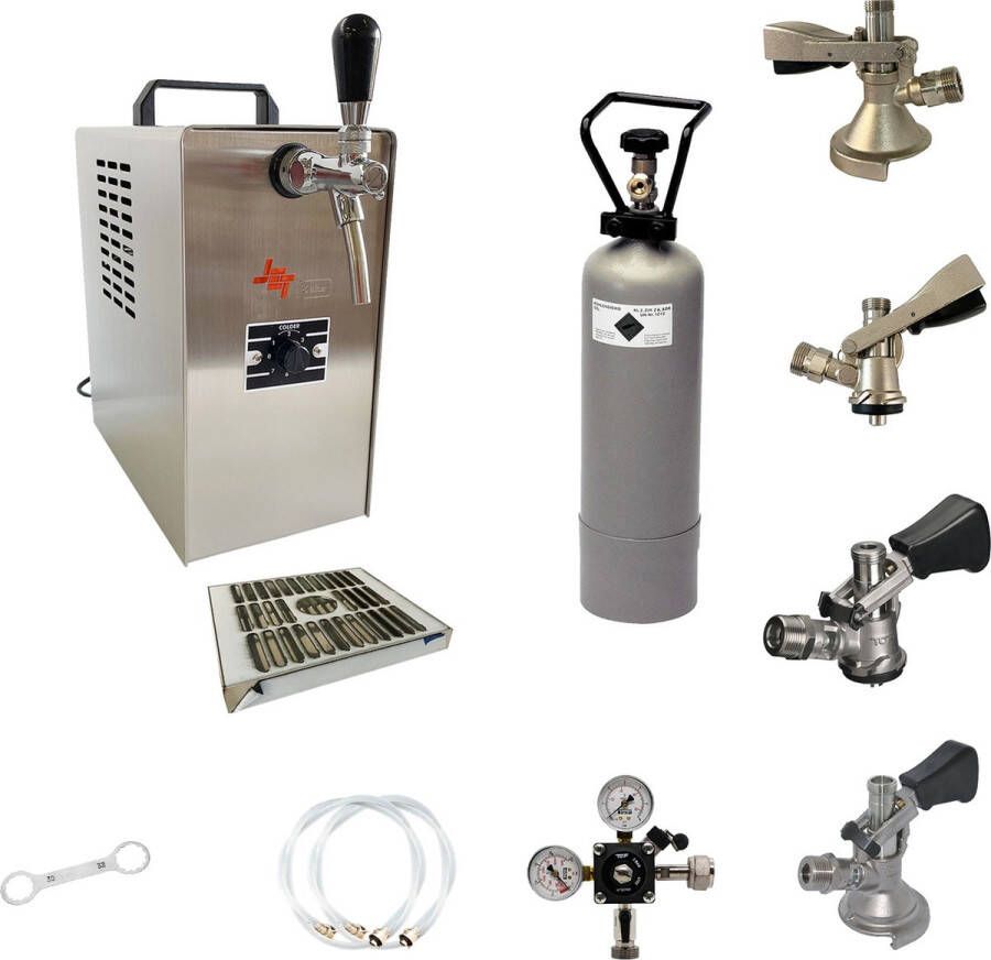 Ich-zapfe Complete Set Biertap JET 30 Silver met Set van 4 Fustkoppeling