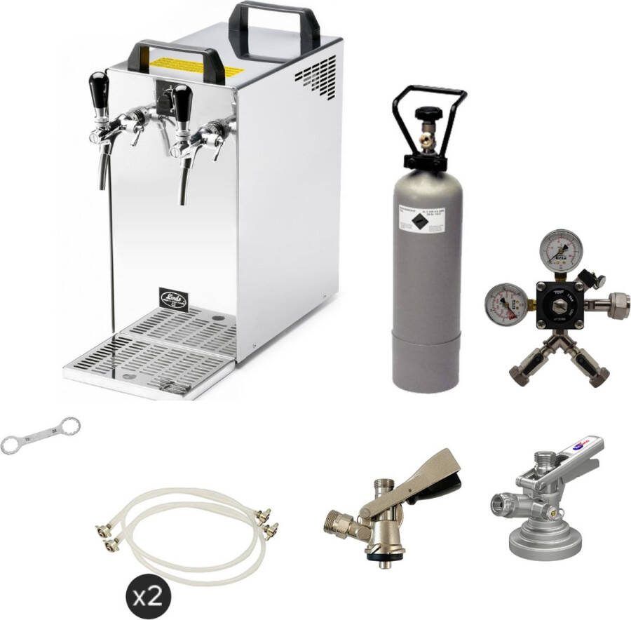 Ich-zapfe Complete set Biertap Kontakt 40 2-kraans droogkoeler 50 liter u Biertap Beertender Thuistap Bierkoeler Type S KeyKeg