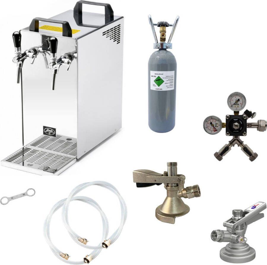 Ich-zapfe Complete set Biertap Kontakt 40 2-kraans droogkoeler 50 liter u Biertap Beertender Thuistap Bierkoeler