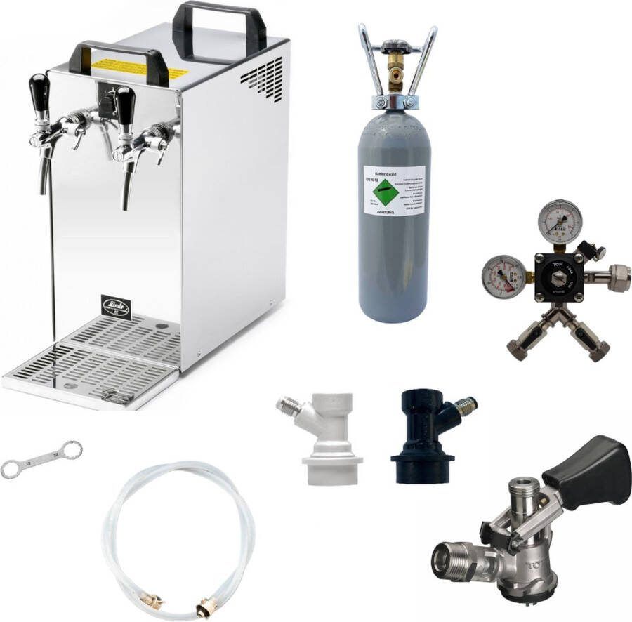 Ich-zapfe Complete set Biertap Kontakt 40 2-kraans droogkoeler 50 liter u Biertap Beertender Thuistap Bierkoeler Type D NC Adapter