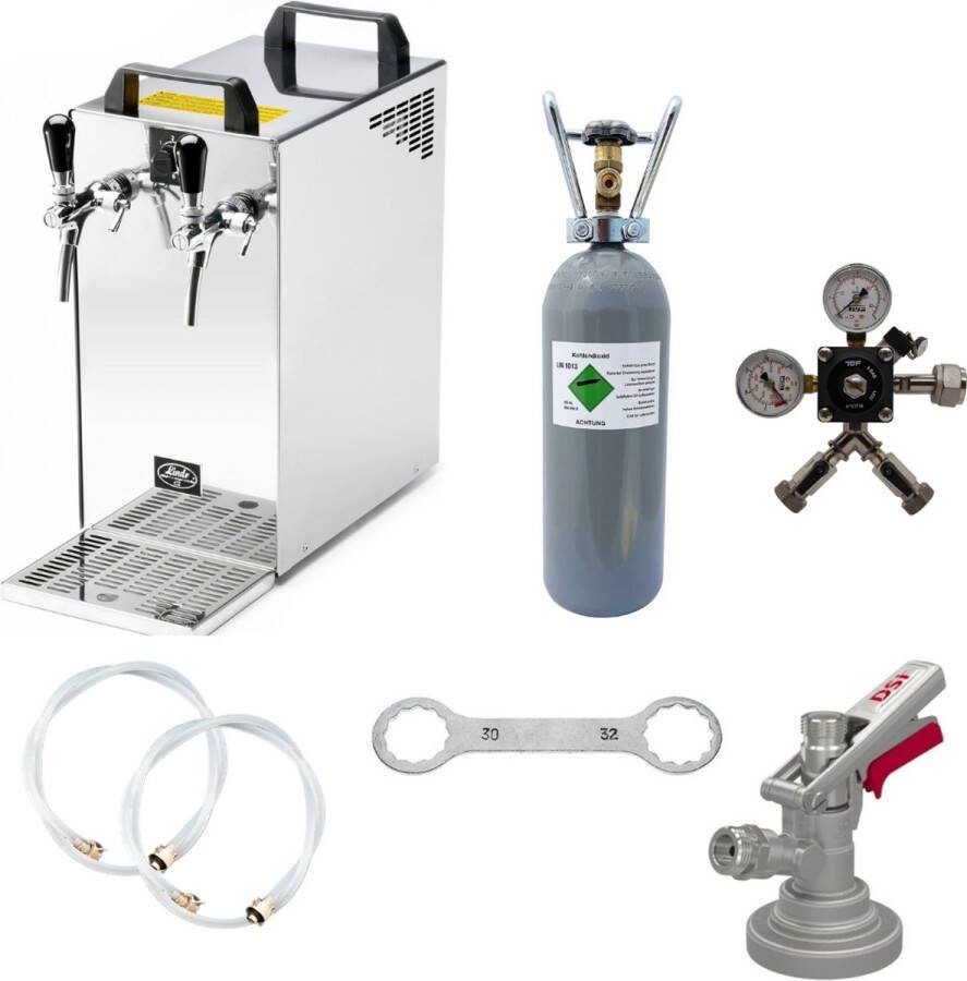 Ich-zapfe Complete set Biertap Kontakt 40 2-kraans droogkoeler 50 liter u Biertap Beertender Thuistap Bierkoeler zonder Type G