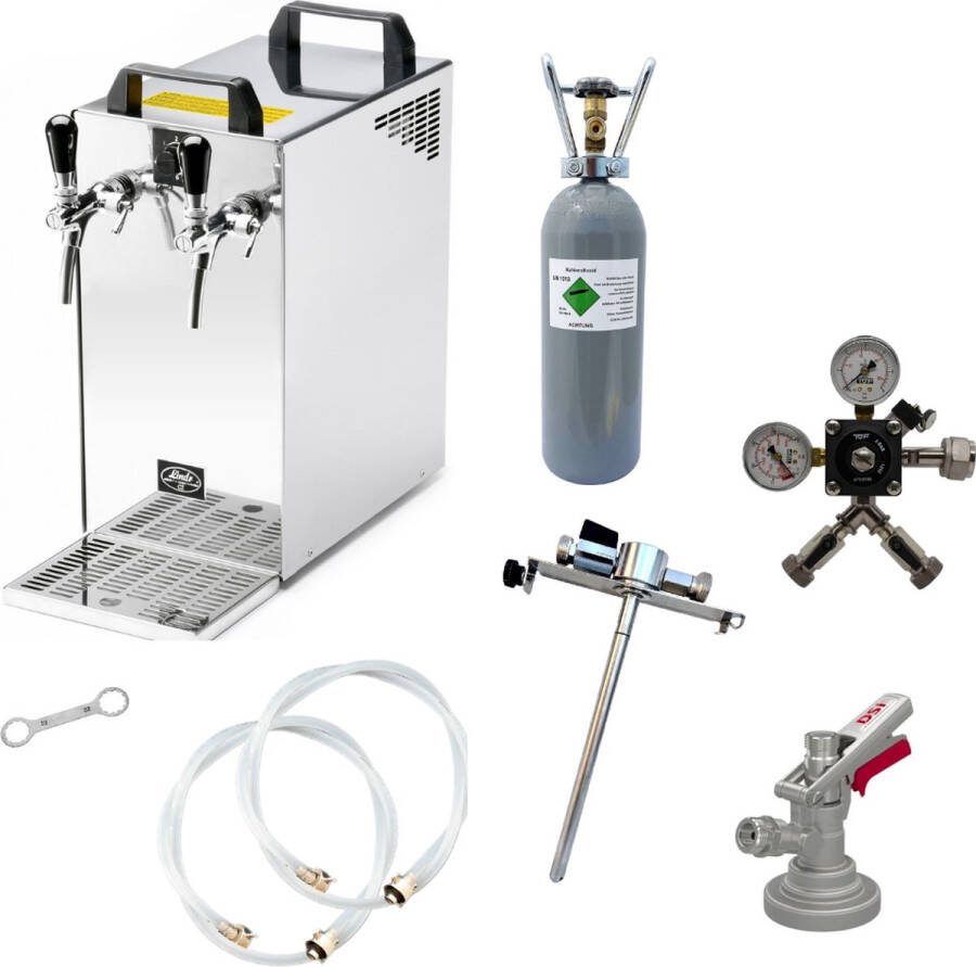 Ich-zapfe Complete set Biertap Kontakt 40 2-kraans droogkoeler 50 liter u Biertap Beertender Thuistap Bierkoeler