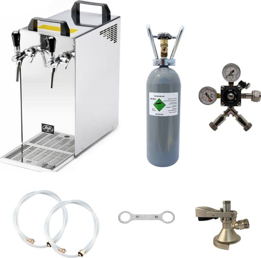 Ich-zapfe Complete set Biertap Kontakt 40 2-kraans droogkoeler 50 liter u Biertap Beertender Thuistap Bierkoeler zonder Type A