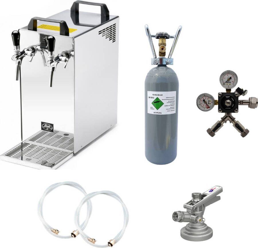 Ich-zapfe Complete set Biertap Kontakt 40 2-kraans droogkoeler 50 liter u Biertap Beertender Thuistap Bierkoeler zonder KeyKeg