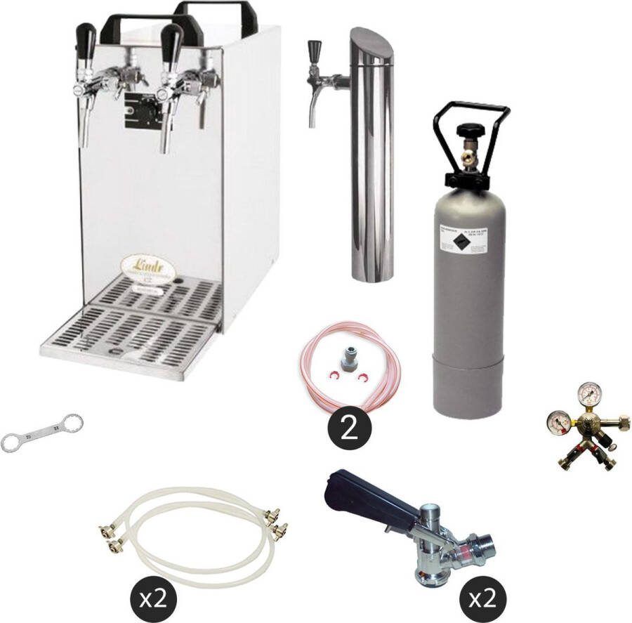Ich-zapfe Complete set Biertap Kontakt 40 2-kraans droogkoeler 50 liter u Biertap Beertender Thuistap Bierkoeler Adapter 5 liters NC Adapter