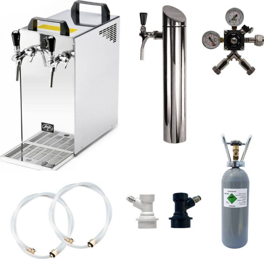 Ich-zapfe Complete set Biertap Kontakt 40 2-kraans droogkoeler 50 liter u Biertap Beertender Thuistap Bierkoeler