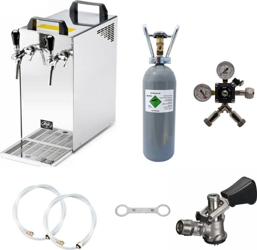 Ich-zapfe Complete set Biertap Kontakt 40 2-kraans droogkoeler 50 liter u Biertap Beertender Thuistap Bierkoeler Type D zonder