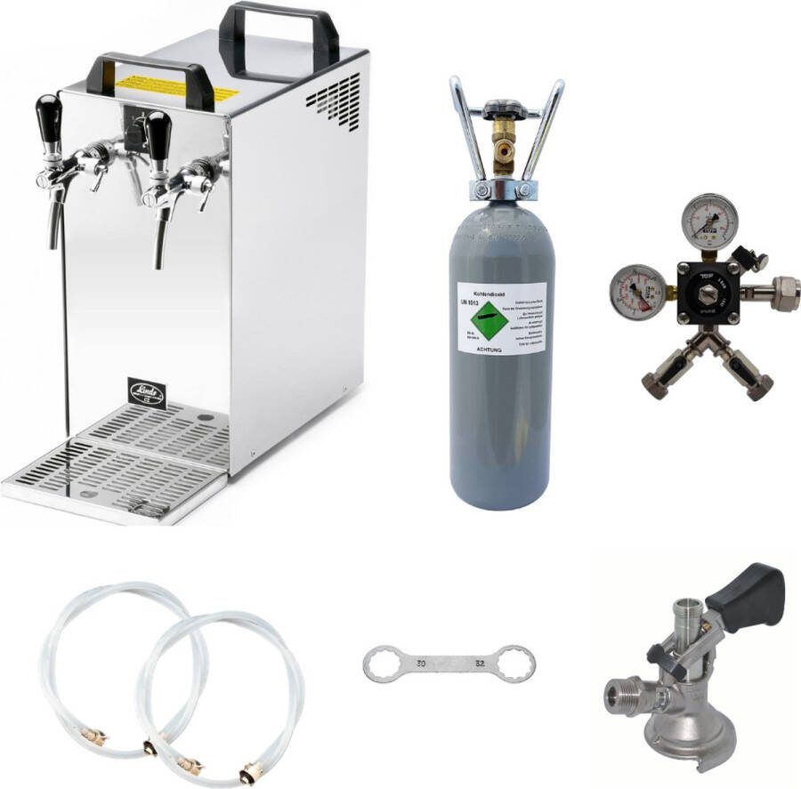 Ich-zapfe Complete set Biertap Kontakt 40 2-kraans droogkoeler 50 liter u Biertap Beertender Thuistap Bierkoeler Type M zonder