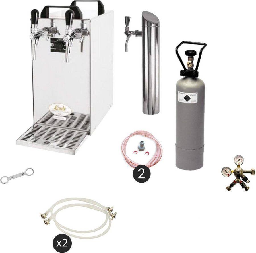 Ich-zapfe Complete set Biertap Kontakt 40 2-kraans droogkoeler 50 liter u Biertap Beertender Thuistap Bierkoeler zonder