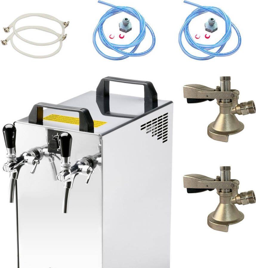 Ich-zapfe Complete set Biertap Kontakt 40 K 2-kraans RVS 50 liter u met membraanpomp Biertap Beertender Thuistap Bierkoeler Type A KeyKeg