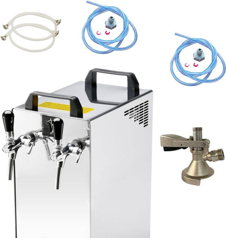 Ich-zapfe Complete set Biertap Kontakt 40 K 2-kraans RVS 50 liter u Thuistap met membraanpomp Beertender Bierkoeler met Fustkoppeling KeyKeg