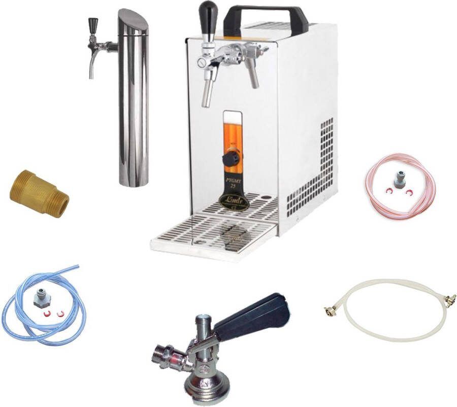 Ich-zapfe Complete set Biertap PYGMY 20 K met membraanpomp 1–kraans roestvrijstalen droogkoeler 20 liter u Biertap Beertender Thuistap Bierkoeler Green Line Type S