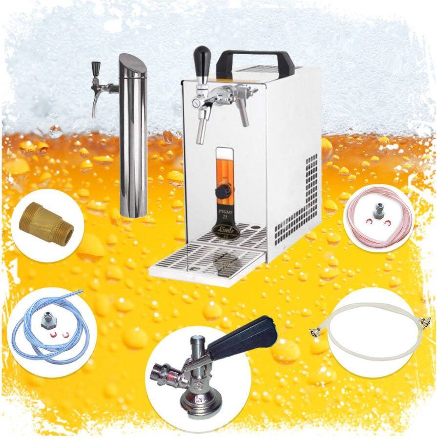 Ich-zapfe Complete set – Biertap PYGMY 20 K met membraanpomp 1–kraans roestvrijstalen droogkoeler 20 liter u Biertap Beertender Thuistap Bierkoeler Green Line Type A