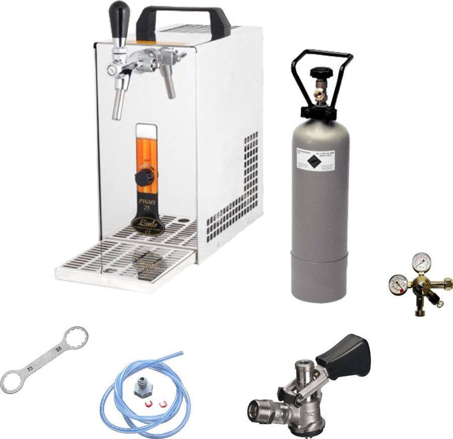 Ich-zapfe Complete Set Biertap PYGMY 25 1-kraans Droogkoeler 35 liter uur Thuistap Bierkoeler met Fustkoppeling KeyKeg