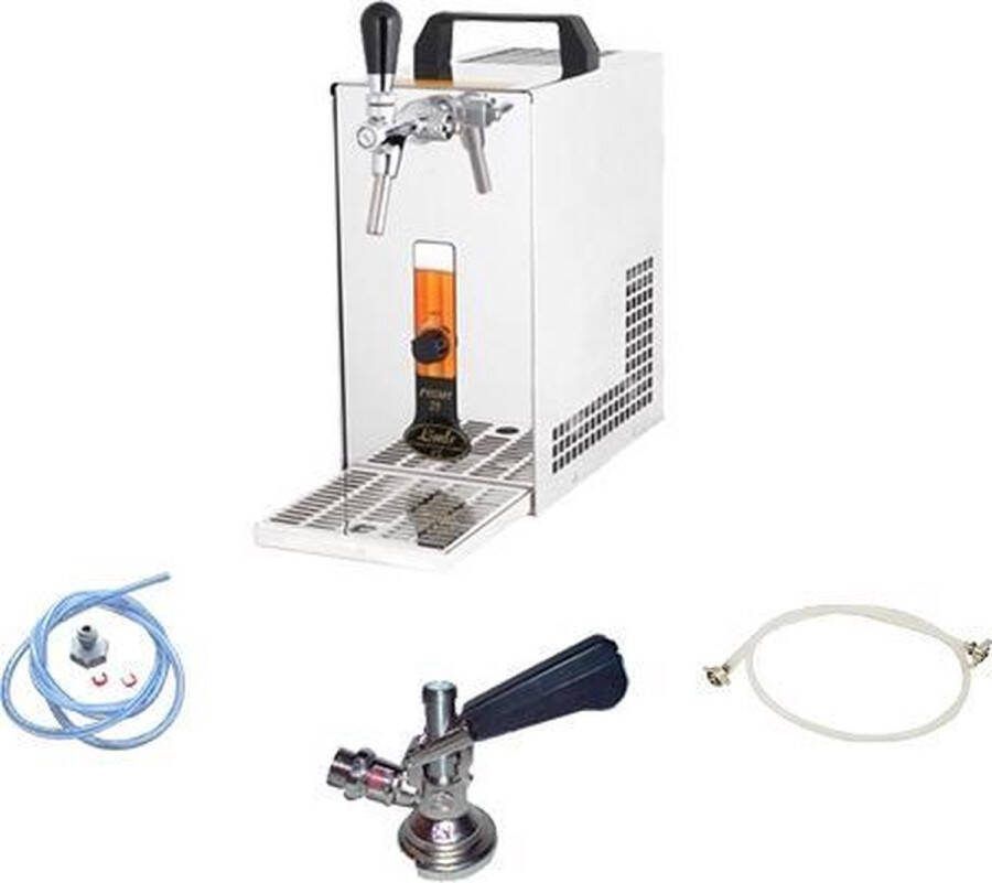 Ich-zapfe Complete set Biertap PYGMY 25 K Thuistap met membraanpomp 1-kraans roestvrijstalen droogkoeler 35 liter u Beertender Bierkoeler Green Line met Fustkoppeling Type G