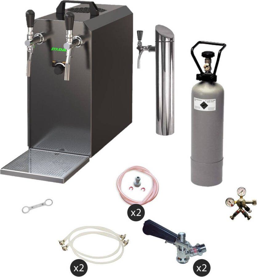 Ich-zapfe Complete set Biertap Stream 50 2-kraans droogkoeler 50 liter u Biertap Beertender Thuistap Bierkoeler Type G Type M