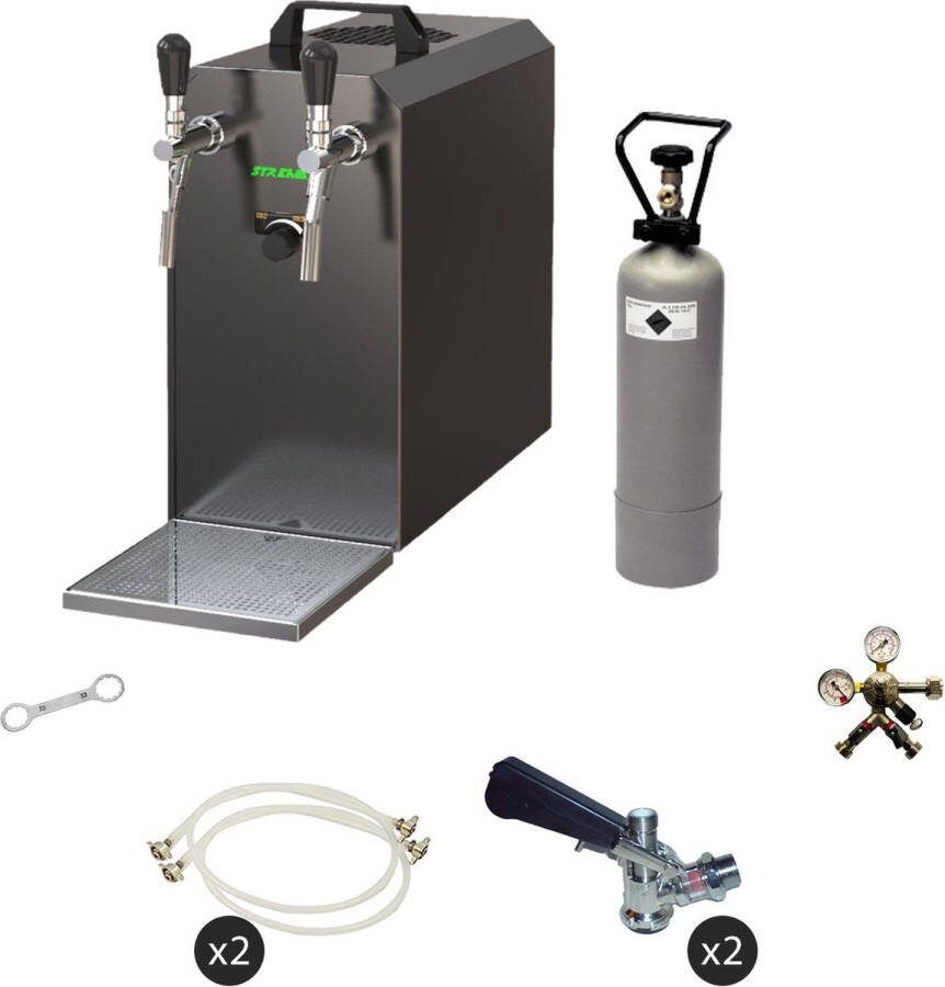 Ich-zapfe Complete set Biertap Stream 50 Thuistap 2-kraans droogkoeler 50 liter u Beertender Bierkoeler zonder fustkoppeling