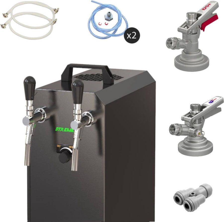 Ich-zapfe Complete set Biertap stream 50 K 2-kraans RVS 50 liter u met membraanpomp Biertap Beertender Thuistap Bierkoeler Type G KeyKeg