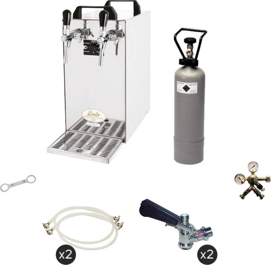 Ich-zapfe Complete set Biertap Thuistap Kontakt 40 met 2-kraans Thuistap Bierkoeler 50 liter u met 2 x Fustkoppeling Type A