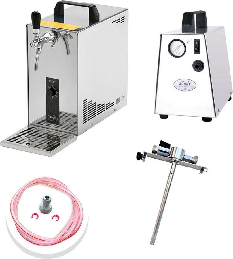 Ich-zapfe Complete Set Tapsysteem Biertap PYGMY 25 1-kraans droogkoeler 30 liter uur biertap Beertender Thuistap Bierkoeler Green Line Adapter 5 liters