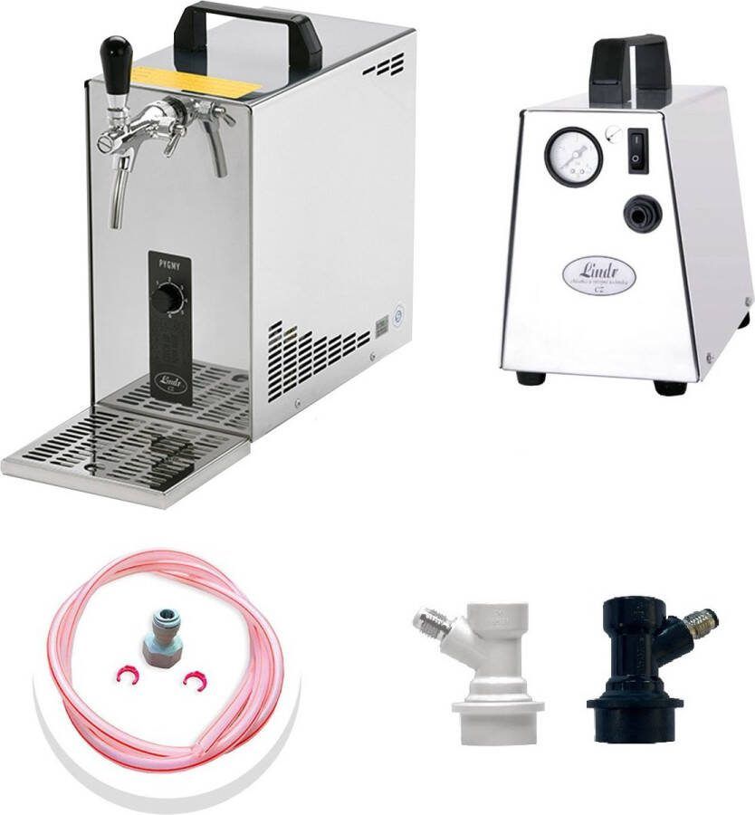 Ich-zapfe Complete Set Tapsysteem Biertap PYGMY 25 1-kraans droogkoeler 30 liter uur biertap Beertender Thuistap Bierkoeler Green Line NC Adapter