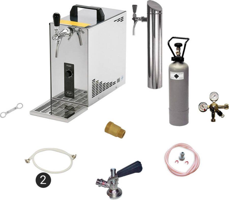Ich-zapfe Complete set Tapsysteem Biertap PYGMY 25 1-tapkraan 35 liter uur Biertap Beertender Thuistap Bierkoeler Green Line Type G