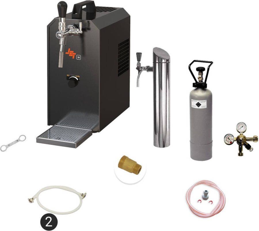 Ich-zapfe Complete set Biertap JET 30 1-kraans droogkoeler 35 l uur Thuistap Bierkoeler met Fustkoppeling Type G voor onder de toonbank