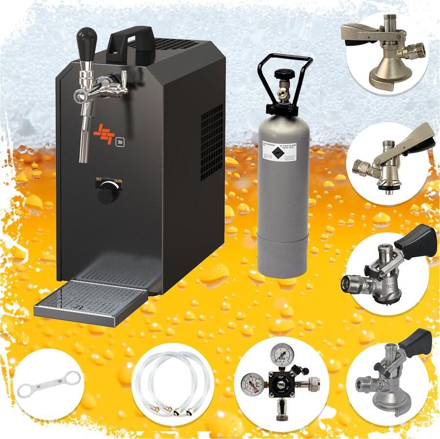 Ich-zapfe Complete Set Biertap JET 30 1-kraans 35 liter uur Droogkoeler Thuistap Bierkoeler met 4xFustkoppeling