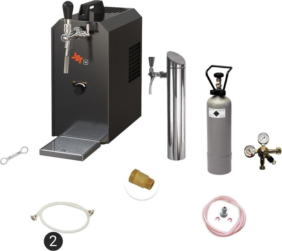 Ich-zapfe Complete Set Biertap JET 30 1-kraans droogkoeler 35 liter uur Thuistap Bierkoeler silver zonder Fustkoppeling