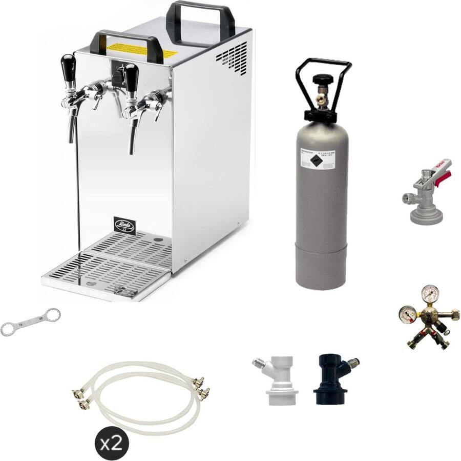 Ich-zapfe Complete set Biertap Kontakt 40 2-kraans 50 liter u met Stekkerkoppeling NC en Fustkoppeling Type G
