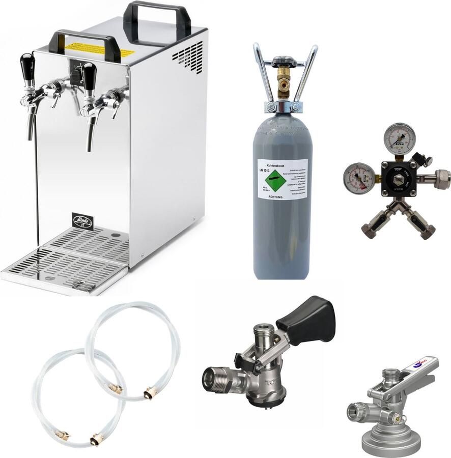 Ich-zapfe Complete set Biertap Kontakt 40 2-kraans droogkoeler 50 liter u Biertap Beertender Thuistap Bierkoeler Type D KeyKeg